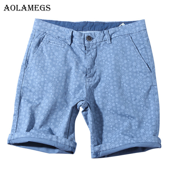 Aolamegs Shorts Men Snowflake Print Bermuda Cargo Plus Size Knee-length Shorts Pockets Fashion High Quality Slim Fit Male Mens