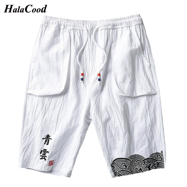 New Summer Casual Shorts Men Breathable Shorts Male Elastic Waist Beach Mens Cotton Linen Jogger Board Homme