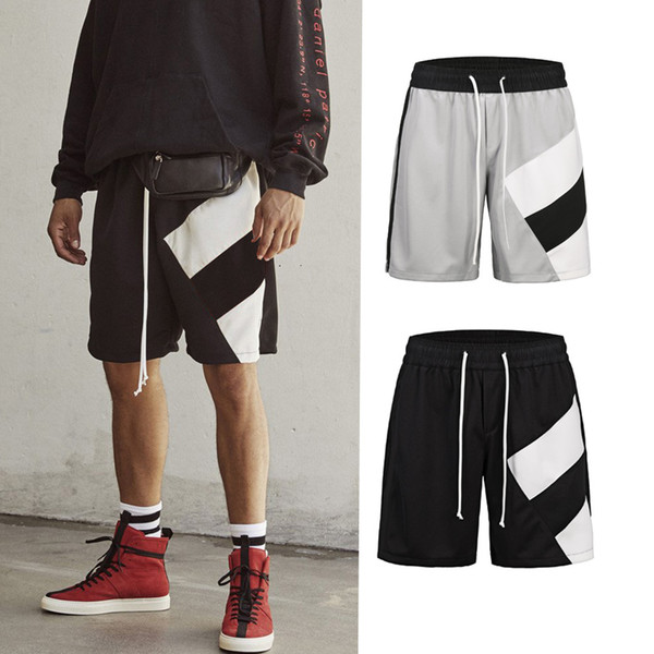 VFIVE UNFOUR High Street 2019 Summer Side Color Block Patchwork Shorts Streetwear Hip Hop Mens Summer Casual Baggy Vintage Skateboard Shorts