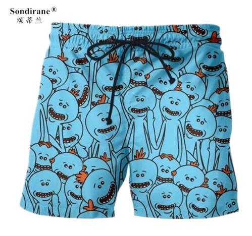 Sondirane New Fashion 3D Cartoon Print Funny Shorts Summer Quick Dry Beach Shorts Casual Men Elastic Waist Beach Shorts Cool Men