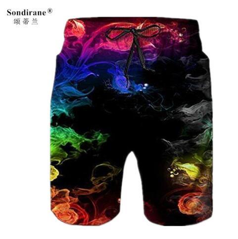 Sondirane New 3D Print Colorful Creative Shorts Funny Men Elastic Waist Beach Shorts Summer Quick Dry Board Shorts Swestpants