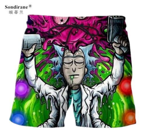 Sondirane Classic Rick and Morty Funny 3D Print Shorts Casual Summer Quick Dry Beach Shorts Polyester Sweatpants Board Shorts