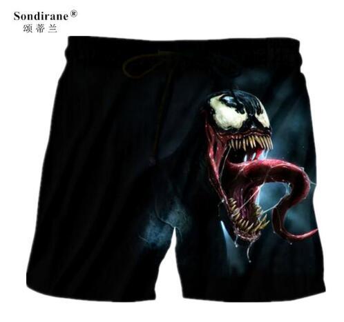 Sondirane New Fashion Men's Spider Venom 3D Print Casual Short Pants Quick Dry Shorts Fitness Man Workout Elastic Waist Shorts