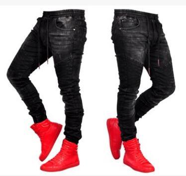 Black Sports Jogger Jeans for Mens Clothing Elastic Waist Jean Pants Long Trousers Pantalones