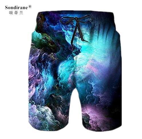 Sondirane Cloud Large Uomini Pantalone Corti Pantaloncini Stampati Shorts Summer Quick Dry Casual Men Elastic Waist Beach Shorts