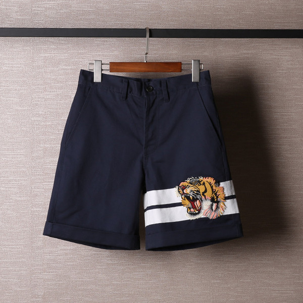 Luxury Summer New G Tiger Head Embroidery High Quality Shorts Men and Women Same Fashion Trend Pants Knee Length Casual Pants