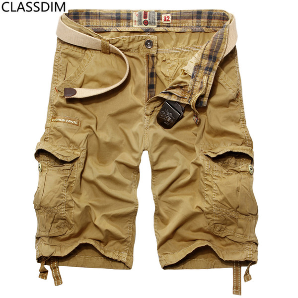 Men's 100%Cotton camouflage Cargo shorts New fashion summer Male Multi-pocket casual Knee Length Army Green shorts No belt