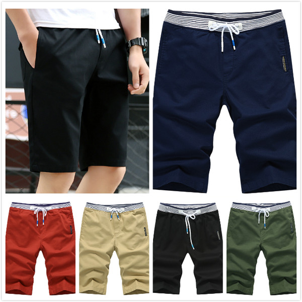 Men's Summer 100% Cotton Casual Shorts Men's Large Size Fashion Business Micro Stretch Solid Color Comfort Knee Length Pants