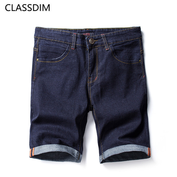 Classic Denim Shorts Men's Summer Thin Denim Casual Shorts New Male Knee Length Slim Elastic Short Jeans Deep Blue Short Jeans