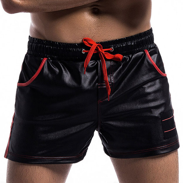 Hot Mens Faux Leather Leisure Short Comfortable Breathable Male Short Pants 2018 New Fashion Sexy Mens Trunk shorts Novelty