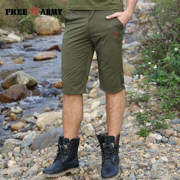 2017 Cargo Shorts Men Hot Sale Casual Summer Brand Clothing Cotton Male Fashion Jogger Work Knee Length Army Green High Quality MK-7210A