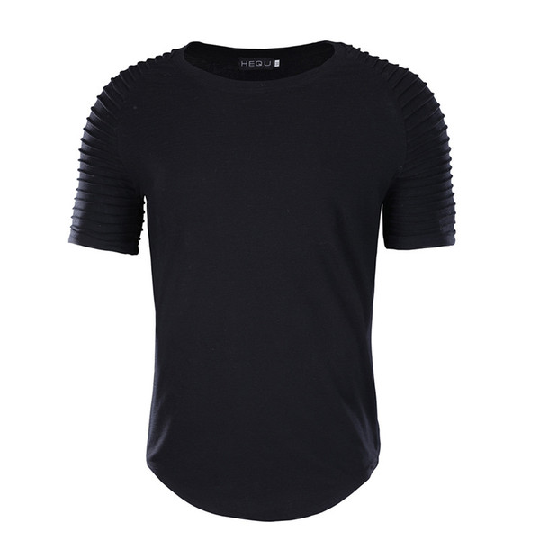 2019 summer fashion design popular trend Threaded sleeve classic black men's short sleeve t shirts tees