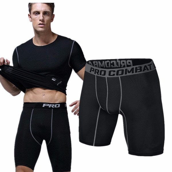 Wholesale-Sports gym shorts black Short Men Running compression shorts Sweatpants Bodybuilding Combat Dry Training Leggings men short pants