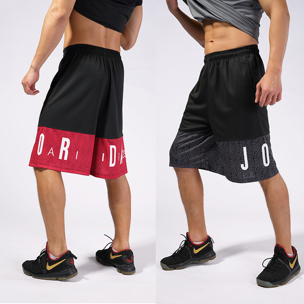 Summer Men Basketball Shorts Quick Dry Breathable Sport Running Shorts Knee Length Elastic Loose Pocket Male Gym Fitness Shorts Plus Size