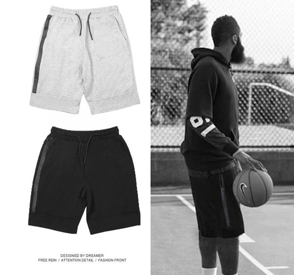 Wholesale Tech Fleece Sport Shorts Zipper pocket Sport pants casual pants Grey Black S-XL Short Man's Casual Shorts