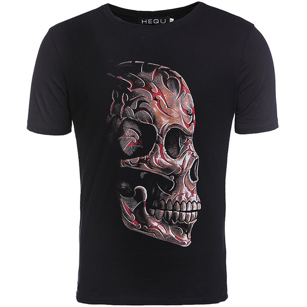 summer 2019 fashion men's classic 3d skull short sleeve t shirts tees