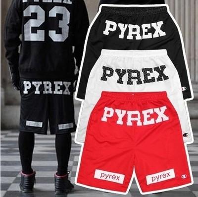 Bermuda Pyrex Shorts Men 2018 Summer Loose Breathable Mesh Casual Beach Shorts Men Hip Hop Black Red White Whalesale