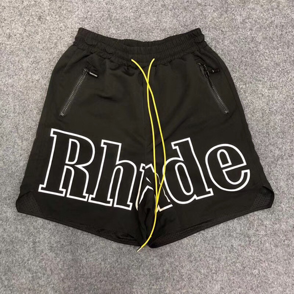 2019SS New HOT High quality Rhude Big letter Printing Men Women Shorts Hip Hop Fashion Casual Drawstring Rhude Mesh Shorts S-XL