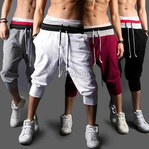 Wholesale-Summer Hot Casual Loose Mens Sports Capri Cropped Harem Sweatpants Jogger Trousers Harem Hip Hop Shorts S/M/L/XXL for Xmas W1