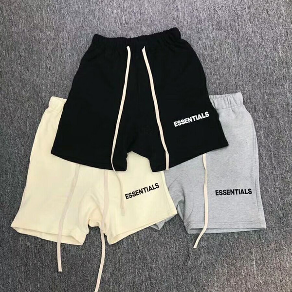 2018SS JUSTIN BIEBER Man Women Fear Of God Essentials Letter Printing Shorts Jogger Drawstring Collection hip hop FOG Shorts S-XL