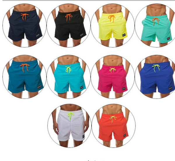 Men Gyms Shorts Fitness Summer Bodybuilding Short Pants Beach Pant solid color men's swimming trunks. KKA4842