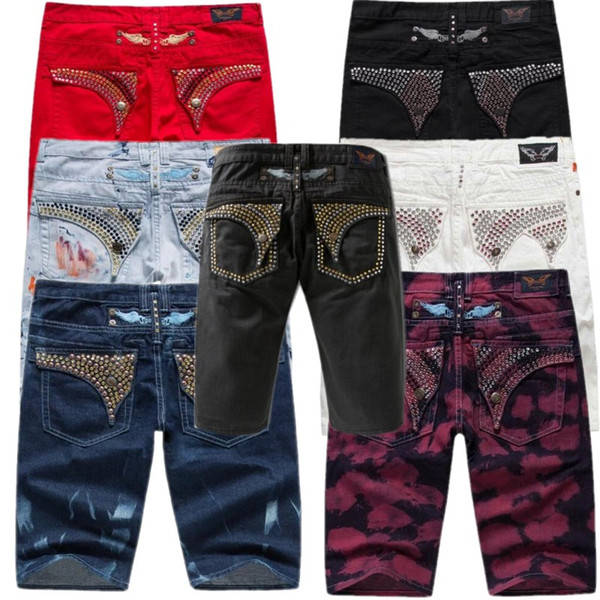 men Robin jeans Robbins Shorts Male Denim Paint Cowboy Shorts Famous Golden wings Jeans 16 kinds of style size 30-40