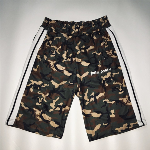 Palm Angels Camouflage Shorts Men 1a:1 High Quality Palm Angels Shorts Summer Style Camo Rainbow Striped Palm Angels Short