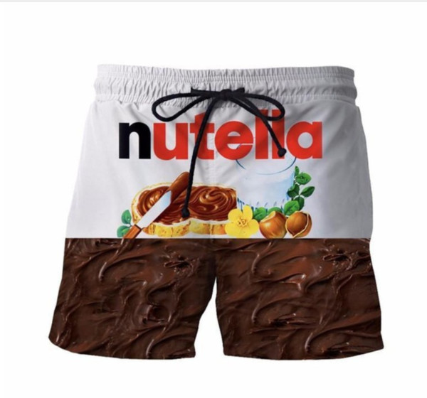 New Fashion Nutella Short Pants Delicious Chocolate Sauce Prints 3D Shorts Women Men Hipster Beach Shorts Mens Streetwear Board Shorts DK01