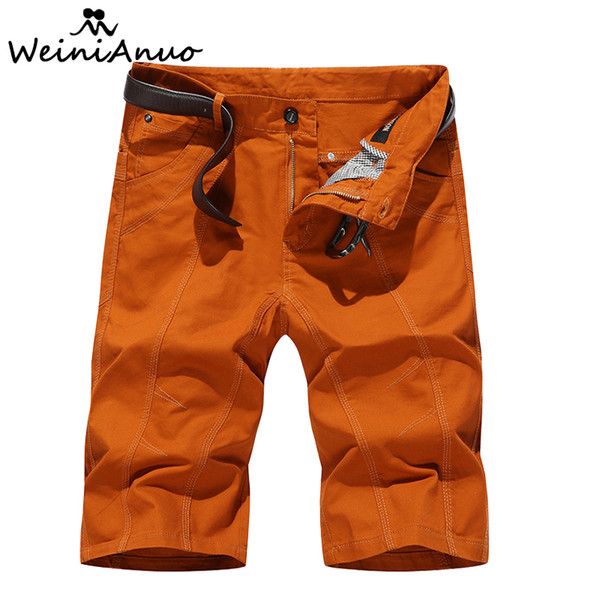 WEINIANUO New Men's Cotton Solid Shorts Casual Cargo Short Pants Short Casual Trousers Man Bermuda Army 350