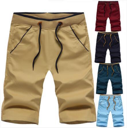 Men's Half Pants 3 Pieces a Set Solid Elastic Waist Short Pants with Drawstring Casual Cotton Cropped Trousers with Pockets Street Shorts ZL