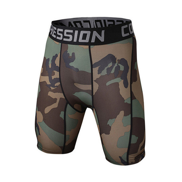 Wholesale- Camouflage Quick Dry Men Tight Skin Compression Shorts 9 colors style