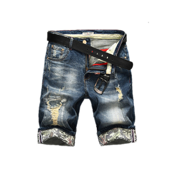 New Fashion Mens Ripped Short Jeans Brand Clothing Bermuda Summer 98% Cotton Shorts Breathable Denim Shorts Male