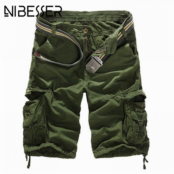 NIBESSER 2018 Cargo Shorts Men Casual Camouflage Print Short Trousers Summer Style Knee Length Pockets Loose Shorts Plus Size