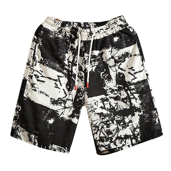 Mens New Summer Fashion Casual Loose Belt Drawstring Printing Beach Spartan Pants erkek deniz short boardshorts phantom