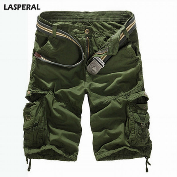 LASPERAL Loose Cargo Shorts Men Summer Casual Solid Camouflage Camo Short Pants Male Shorts Plus Size Drop