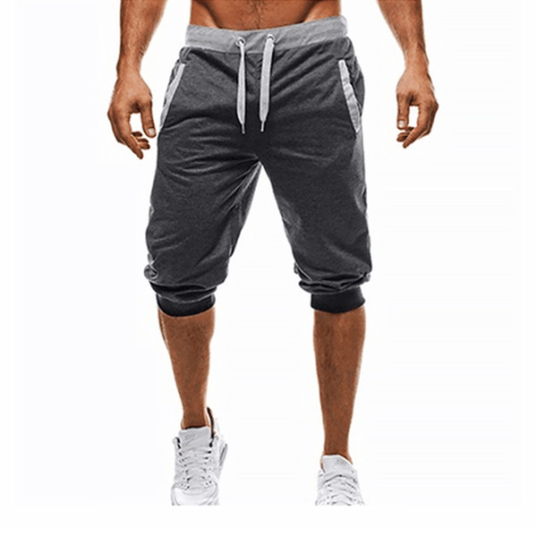 Men Baggy Jogger Sport Drawstring Slim Short Slacks Soft Cotton Trousers Shorts