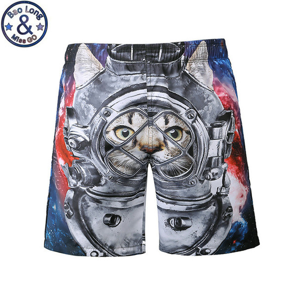 2019 Men Beach Shorts Hot Summer Short Homme 3D Printed Animal Cat Space Galaxy Casual Board Shorts Quick Dry Sexy Men