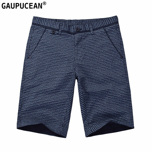 Men Shorts Beach 95% Cotton 5% Polyester Casual Trend Fashion Blue Dots Summer Wear Pockets Straight Knee Length Man Short Pants