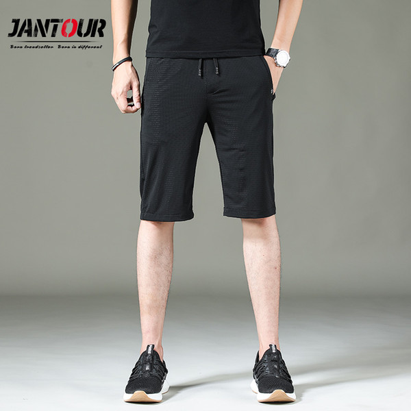 Jantour New Shorts Men Summer thin Breathable Casual Shorts Elastic Boardshorts Solid Short Men's Fashion Mesh cloth Wear