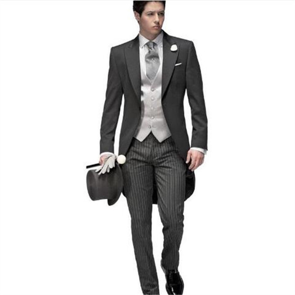 Grey Trajes De Hombre Wedding Suits For Men 3Pieces(Jacket+Pant+Vest+Tie) Tuxedo Terno Masculino Costume Homme Anzug Herren