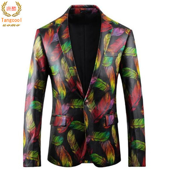 brand new brand men's fashion leather suit fashionable business casual men's single suit jacket multicolored feather