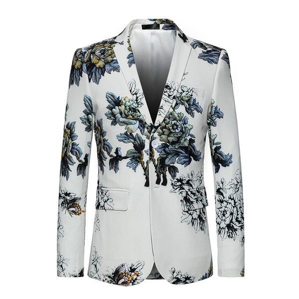 Europe and the United States Korean casual white printing suit men's trend large size jacket XZ028