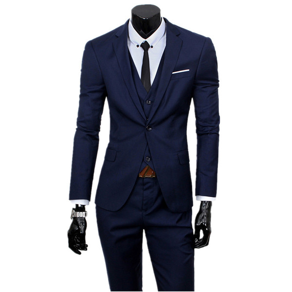 3 Pieces Sets Blazers Jacket Pants Vest Suits / Boutique Men's Casual Business Wedding Groom Suit Coat Trousers Waistcoat