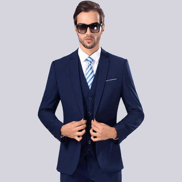 2017 new men's suits business casual contracted joker wedding suit blazers mens slim fit suit high quality (Jacket+Pants+Vest)