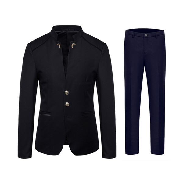 Slim design mens dress two-piece set Asian size S M L XL XXL XXXL XXXXL men Blazer jacket and pants Blue black red