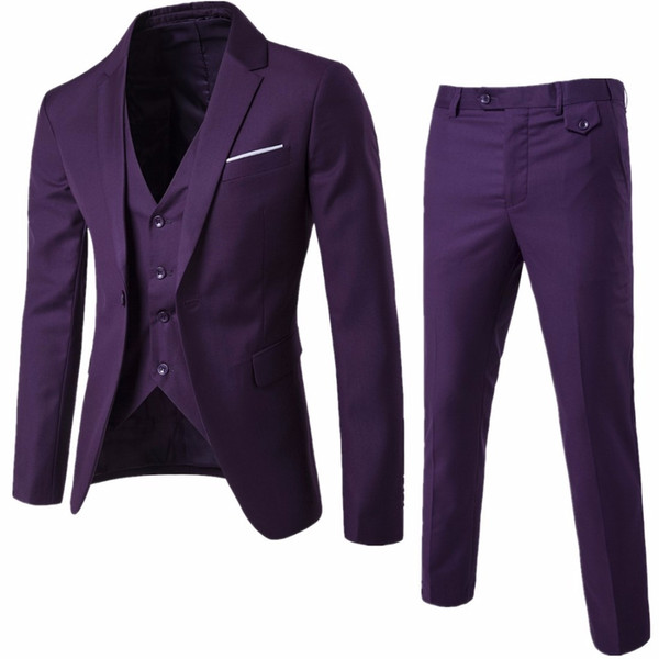 New Men Fashion Slim Suits (Jacket+Pants+Vest) 3 Piece Groomsman For Mens Costume Business Formal Party Clothing