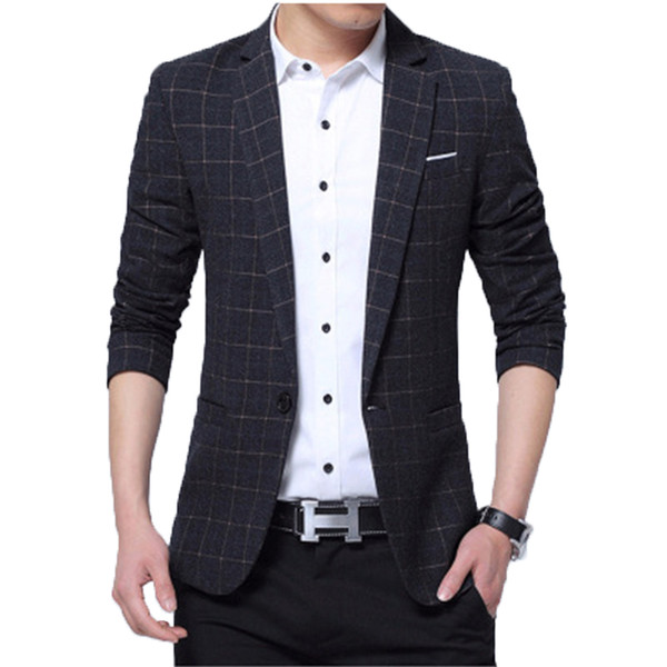 2018 Spring and Autumn New Men's Plaid Casual Western Decoration Groom Dress Men's Suit Groomsmen Dress Business Jacket