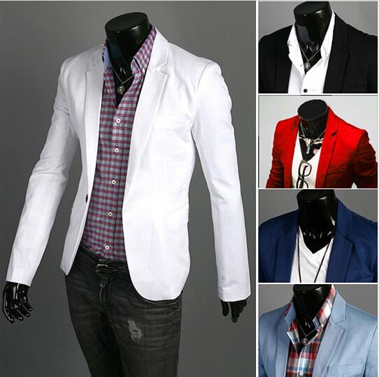 Wholesale- Fashion Blazer Men 2017 New Spring Autumn Clothing Candy Colors Blazer masculino Casual Slim Fit Wild terno Men's Suit Jacket