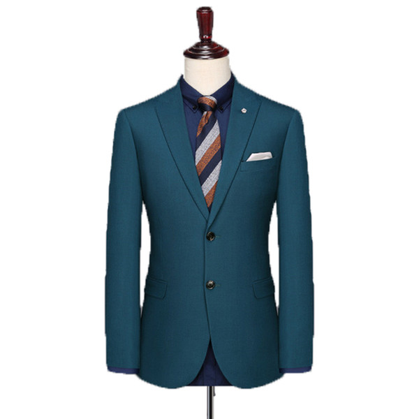 New Fashion Indigo Men Suit jacket Peak lapel Clothing Two buttons Slim fit Male Suits Casual Solid Color Masculine Blazer