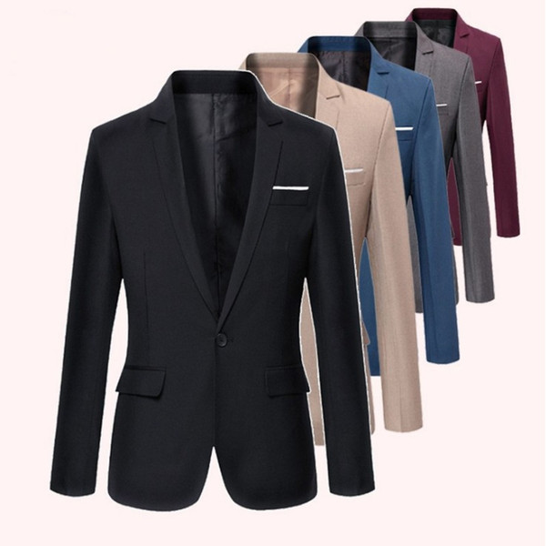 2018 Spring And Summer New Men's Suit Jacket Slim Simple Solid Color Fashion Business Casual Temperament Professional Wear